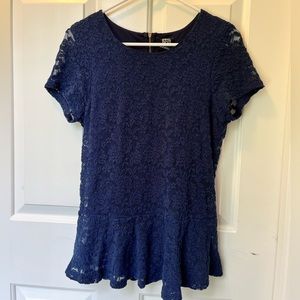 Bobeau short sleeve lace shirt